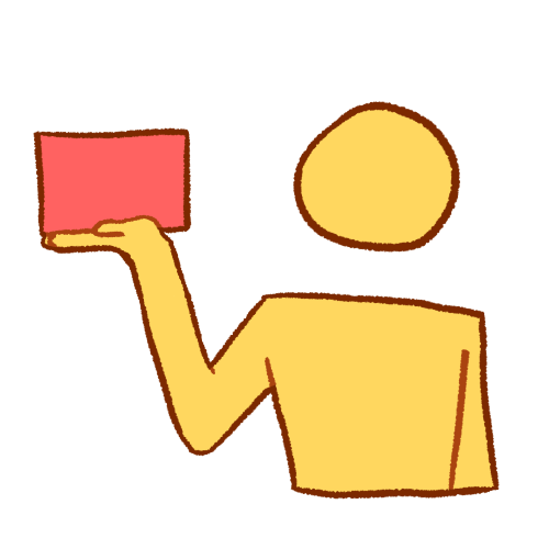 a featureless, emoji yellow person holding a light pink box up on their flat hand. 